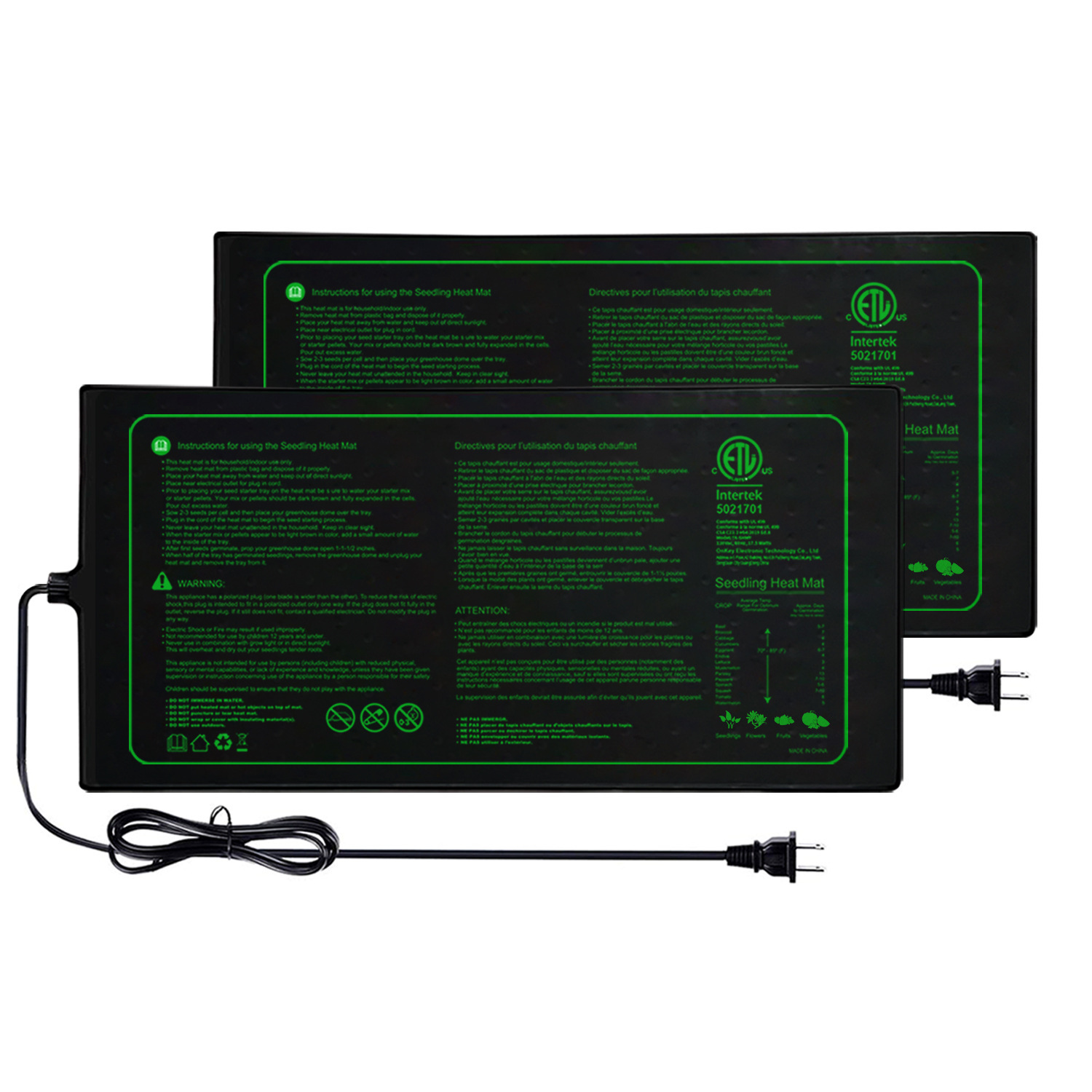Seedling Heat Mat - Two-pack 20x10Inch Seedling Heat Mat Waterproof