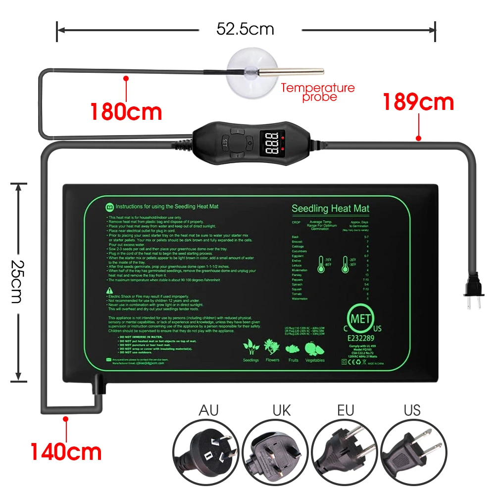 50W EU-US/UK/AU Adjustable The - Seedling Heat Mat ulasan dan harga